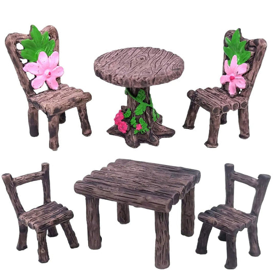 3PCS Miniature Table and Chairs Set Creativity Micro Landscape Decor