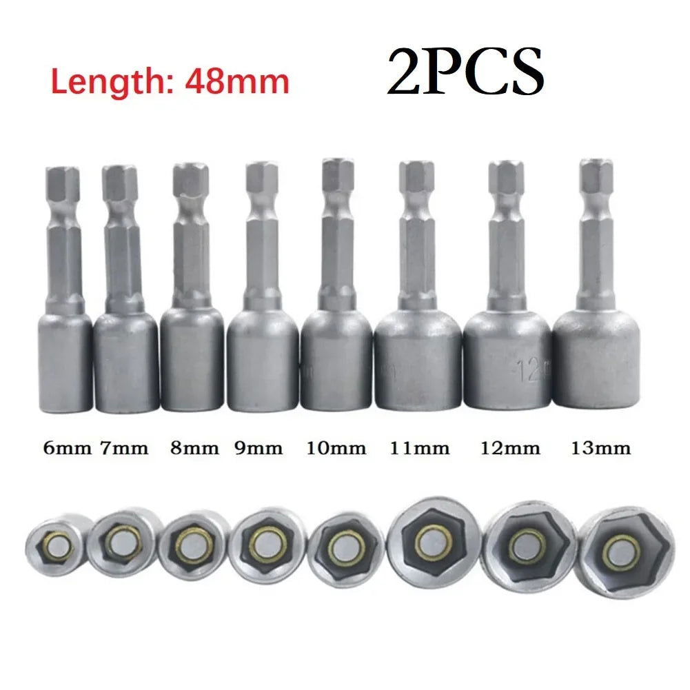 2PCS Magnetic Nut Driver Socket 6/7/8/9/10/11/12/13mm 1/4inch Hex - Samag Shop