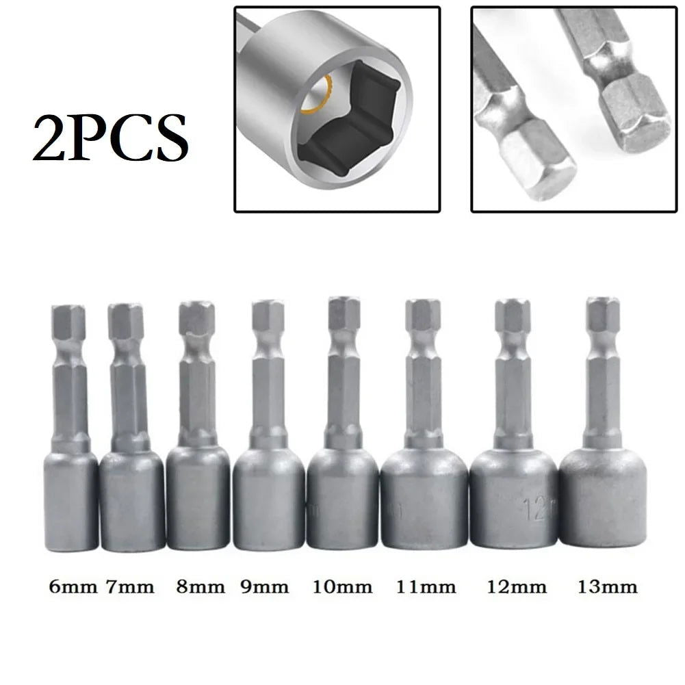 2PCS Magnetic Nut Driver Socket 6/7/8/9/10/11/12/13mm 1/4inch Hex - Samag Shop