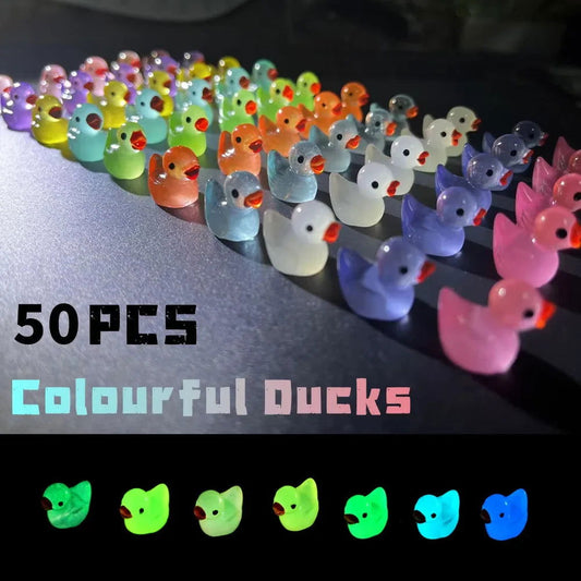 50PCS Luminous Mini Ducks Moss Microlandscape Miniature Duck Figurines