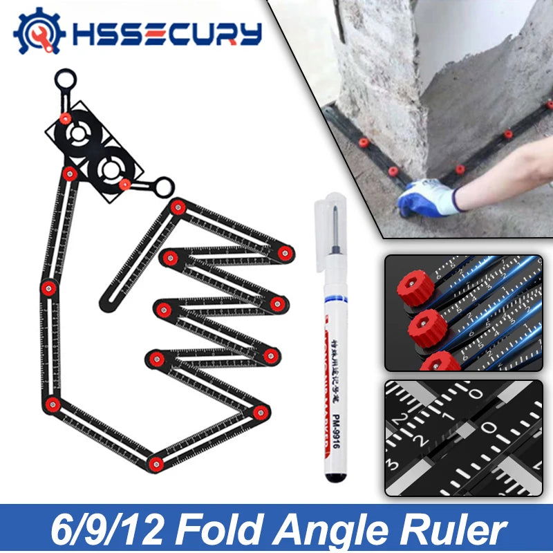12/9/6 Fold Angle Ruler Multi Angle Aluminium Alloy Measuring Ruler - Samag Shop