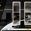 63"x20" Full Length Mirror with Lights,LED Mirror Full Length,Lighted Floor Mirror with Stand,Full Body Mirror with Dimming