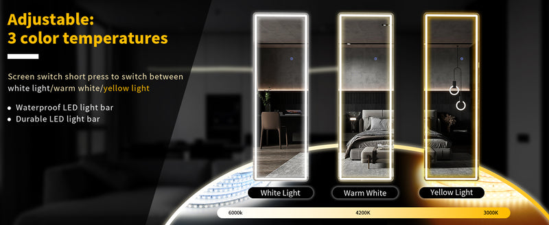 63"x20" Full Length Mirror with Lights,LED Mirror Full Length,Lighted Floor Mirror with Stand,Full Body Mirror with Dimming