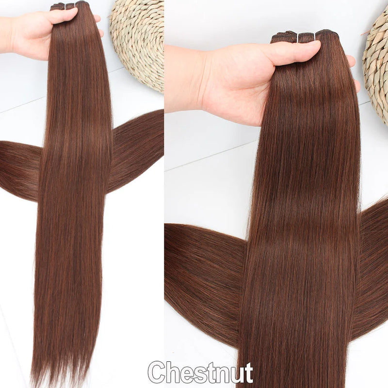 Natural Bio Synthetic Heat Resistant Hair Extensions Sew In Straight Hair Weave Bundle 26" 200g Synthetic Cosplay Ponytail Fiber