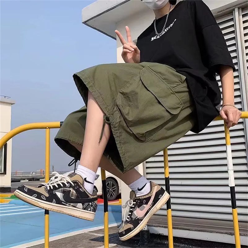 Cargo Shorts Men Summer Streetwear Wide Leg Straight Bf | SAMAG