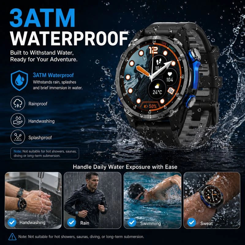 HD350 Pro Men Smart Watch AMOLDE GPS Track Offline Map 4GB Memory Recorder Flashlight Outdoor Sport Barometer Altitude Compass