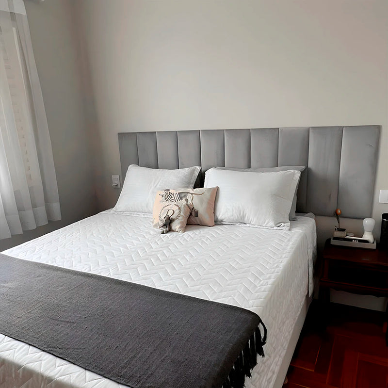 Cabeceira De Cama Adesiva Modulada Estofada Para Cama De Solteiro Casal 1 Peça