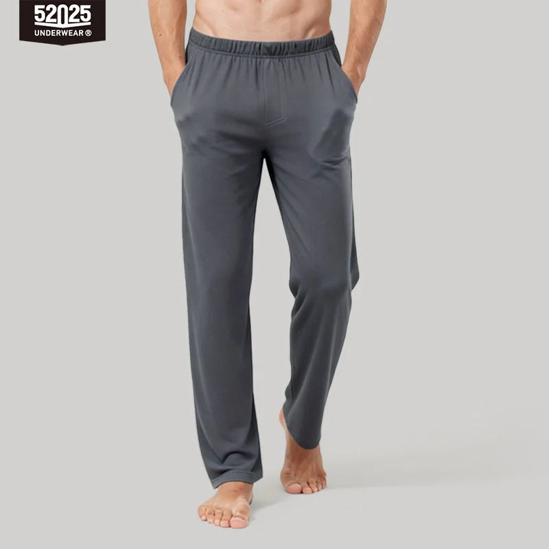 52025 Men's 100% Cotton Pajama Lounge Pants – Relaxed Fit, Side Pockets and Breathable Everyday Comfort