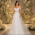 Customized A Line Wedding Dresses Off Shoulder Lace | SAMAG