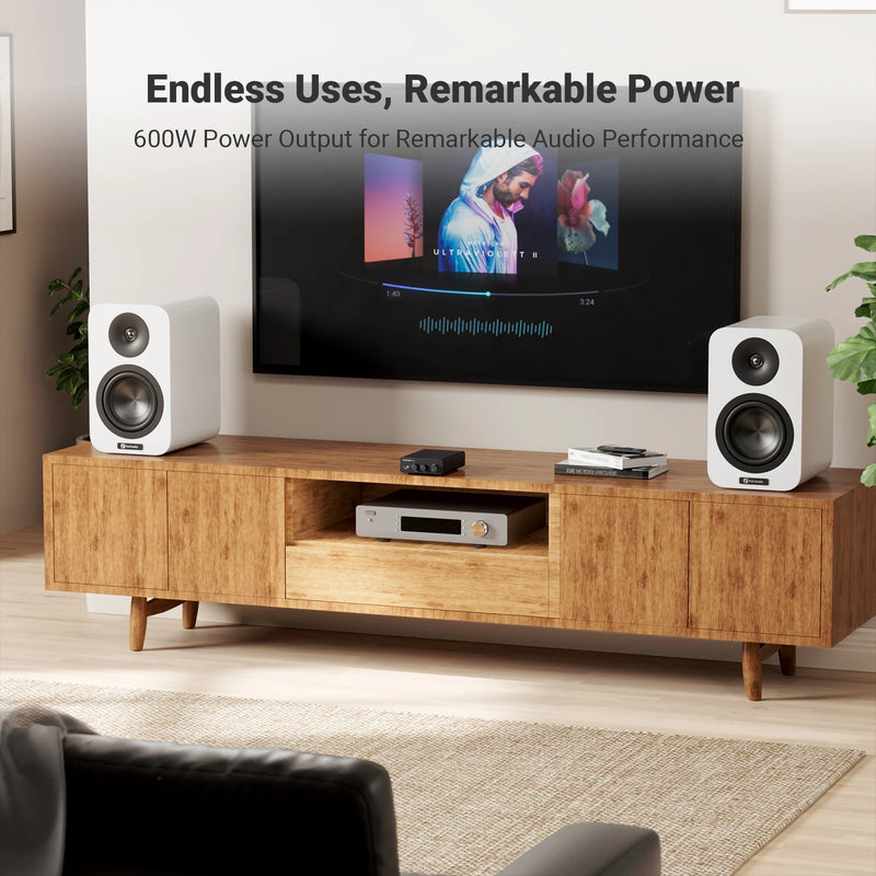 Fosi Audio Upgrade 600W Digtal HiFi Sound Power Amplifier TPA3255 Class D Stereo Amp With Treble & Bass For Home Theater Speaker
