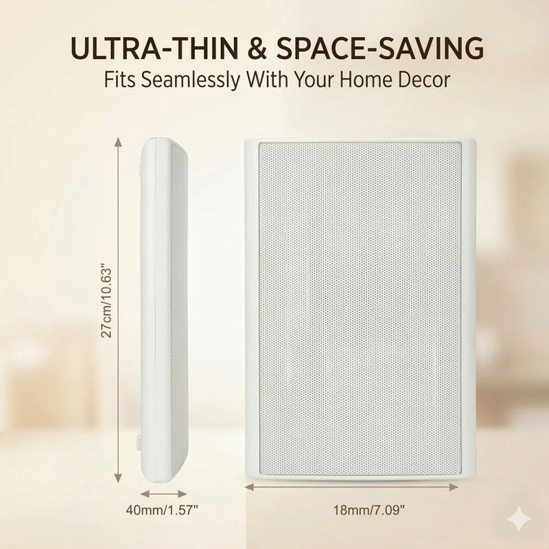 Herdio 5.25 240W Ultra-Slim Wall-Mountable Home Theater Speakers Crisp Clear Sound Durable for Immersive Home Entertainment 2PCS
