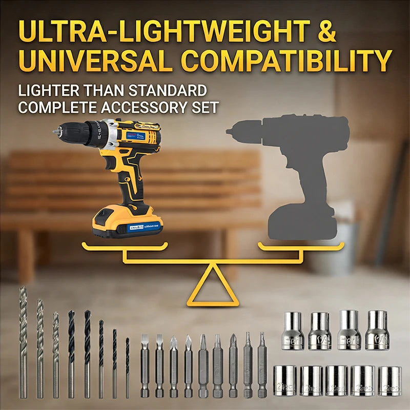 21V Protable Cordless Electric Drill Driver Kit Orange Power Set With Battery Charger 27Pcs Accessories - View 4 | SAMAG
