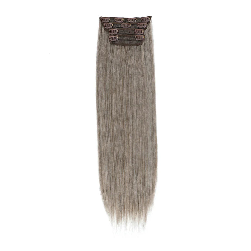 Straight High Temperature Fiber 11 Clips Ins Hair Extensions 24 Inch Orange Brown Synthetic Hair Daily Use Hair Pieces For Women