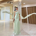 Sansa Customized Light Sage Green Tube Top Pleated Formal | SAMAG