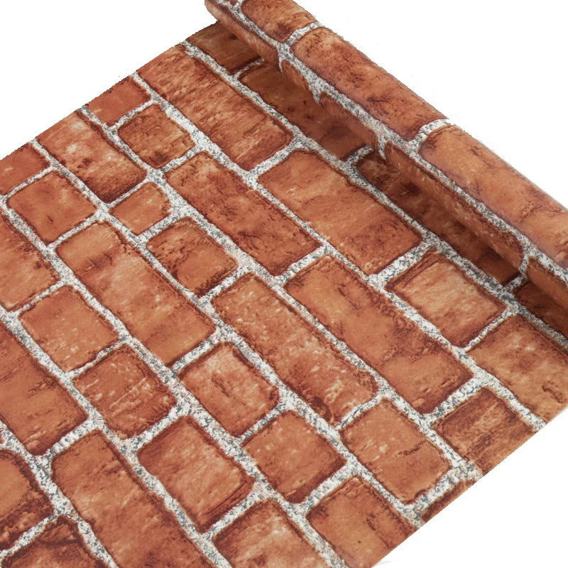 Waterproof Wall Stickers PVC Modern Home Decoration Retro Red Brown Brick Pattern Self-adhesive Wallpaper DIY 45cm Background