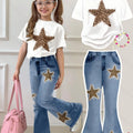 Girls' Two - Piece Casual Set: Short - Sleeve Crewneck | SAMAG