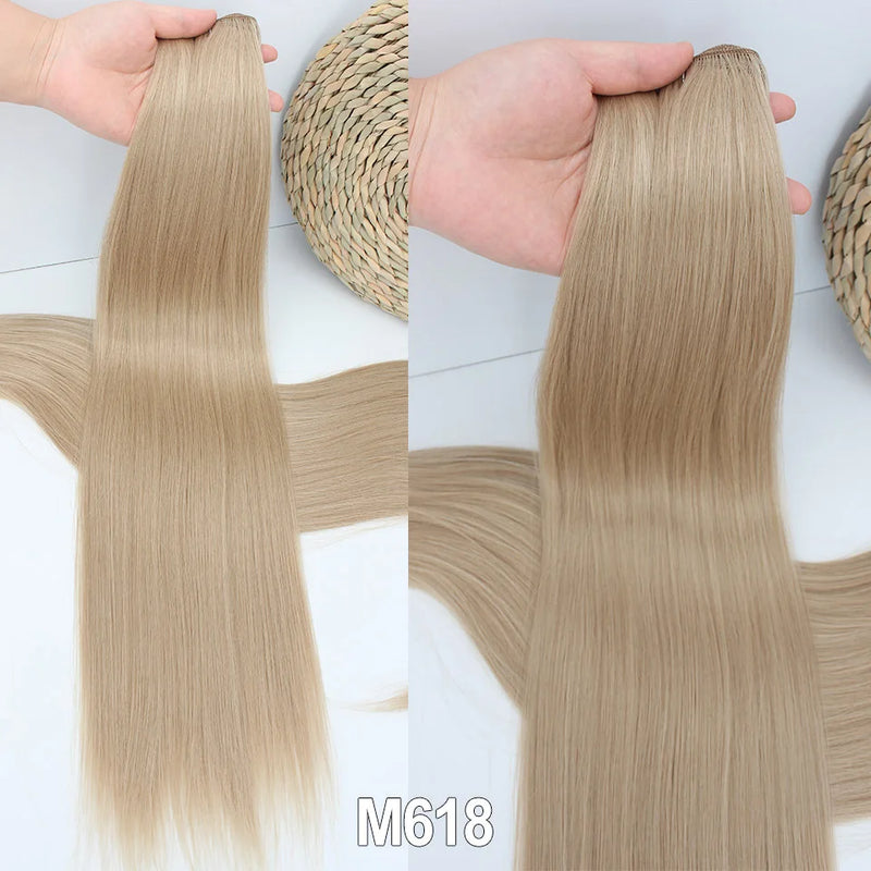 Natural Bio Synthetic Heat Resistant Hair Extensions Sew In Straight Hair Weave Bundle 26" 200g Synthetic Cosplay Ponytail Fiber