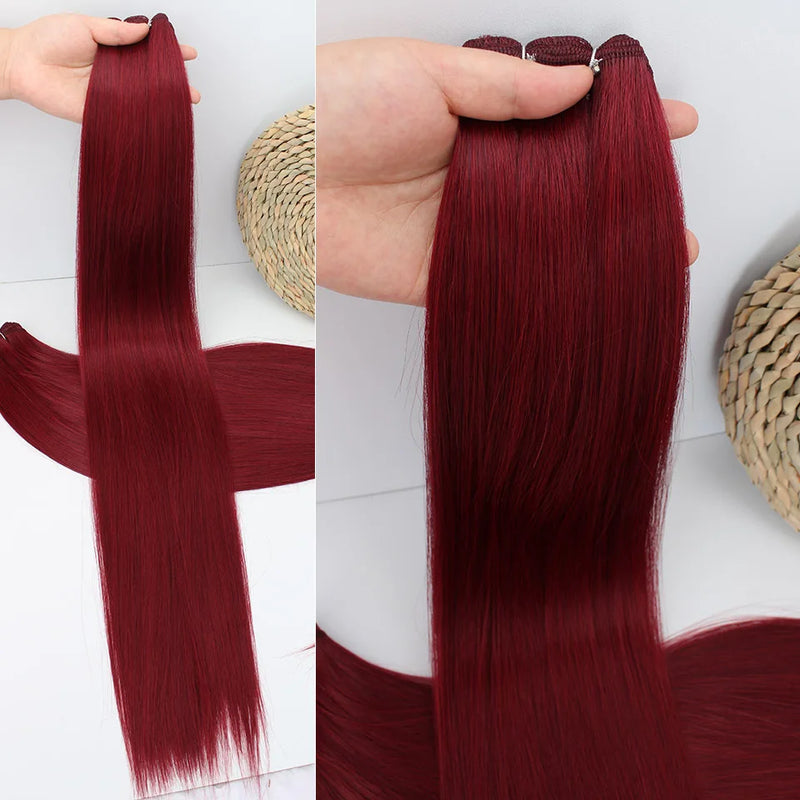 Natural Bio Synthetic Heat Resistant Hair Extensions Sew In Straight Hair Weave Bundle 26" 200g Synthetic Cosplay Ponytail Fiber