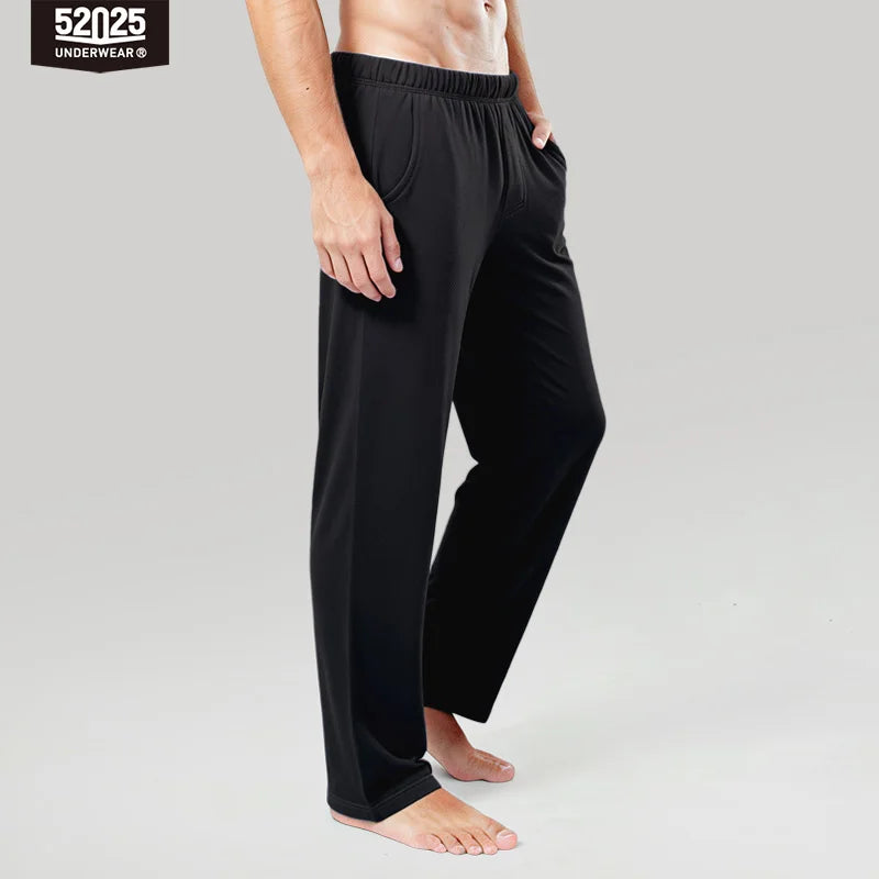 52025 Men's 100% Cotton Pajama Lounge Pants – Relaxed Fit, Side Pockets and Breathable Everyday Comfort
