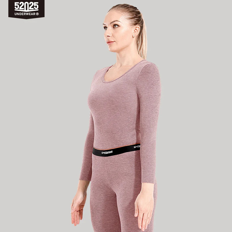 52025 Fleece-Lined Thermal Underwear – Warm, Double-Faced Two-Tone Base Layer for Men & Women with Touch of Silk and Wool