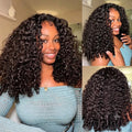 300 Density Burmese Curly Half Wig 100% Human Hair Glueless Ready to Wear Seamless Clip Ins 3 IN 1 Half Wig With Drawstring