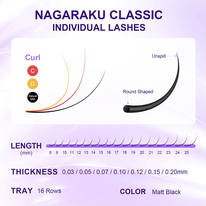 NAGARAKU Faux Mink Individual Lashes 6-17mm C/CC/D/DD Soft Natural Looking Eyelash Extension High Quality Mink Cilia