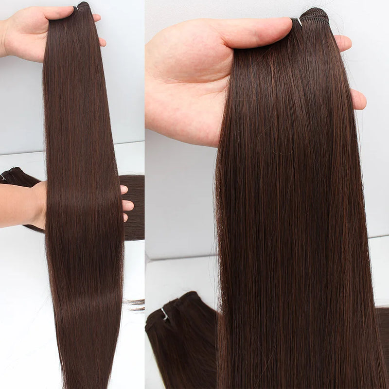 Natural Bio Synthetic Heat Resistant Hair Extensions Sew In Straight Hair Weave Bundle 26" 200g Synthetic Cosplay Ponytail Fiber