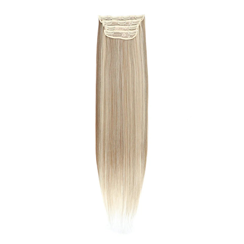 Straight High Temperature Fiber 11 Clips Ins Hair Extensions 24 Inch Orange Brown Synthetic Hair Daily Use Hair Pieces For Women