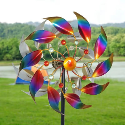 Outdoor double-layer iridescent metal wind spinner | SAMAG