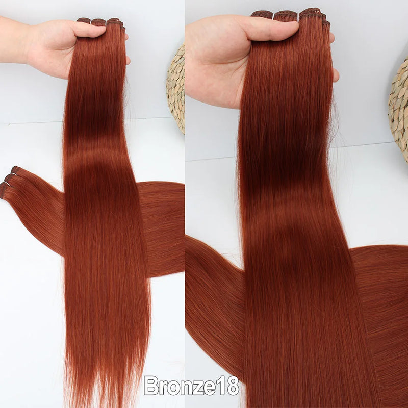 Natural Bio Synthetic Heat Resistant Hair Extensions Sew In Straight Hair Weave Bundle 26" 200g Synthetic Cosplay Ponytail Fiber