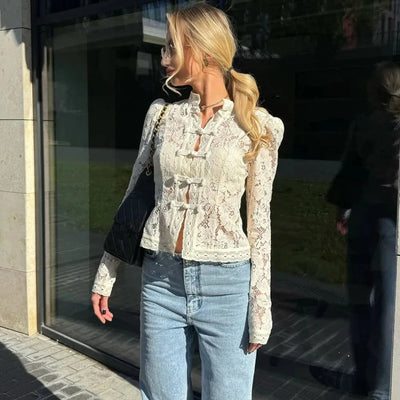 Ladies Vintage Lace Blouse Shirts Women Summer Hollow Out | SAMAG