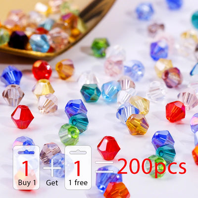 Buy 1 And Get 1 Free 4mm Shiny Crystal Beads Bicone Glass | SAMAG