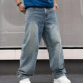 Men'S Casual Straight Wash Jeans - Light Blue, Loose Fit | SAMAG