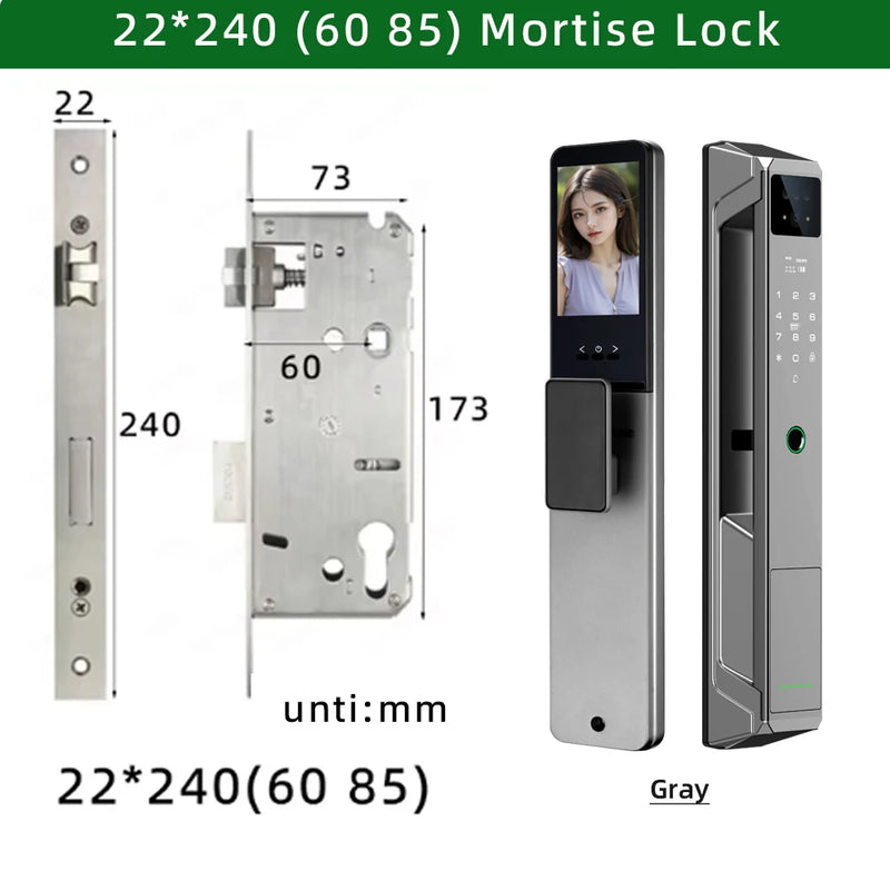 RAYKUBE 21-language Voice Tuya WiFi Camera Palm Vein Smart Fingerprint Lock Face Recognition Digital Lock With Video Call P85