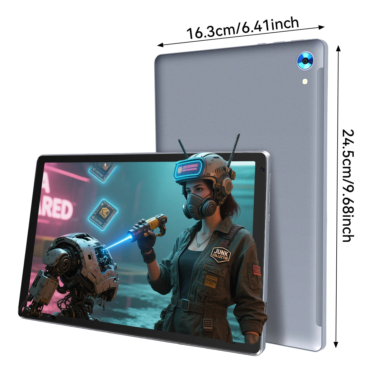 BUFO C107 10.1 Inch A523 Octa Core Tablet 24GB RAM 128GB ROM Android 15 1280*800 LCD Screen 5000mAh Battery Dual Camera TF Card 1TB Expand Type-C Charging Portable Tablet for Study Entertainment Black Gray