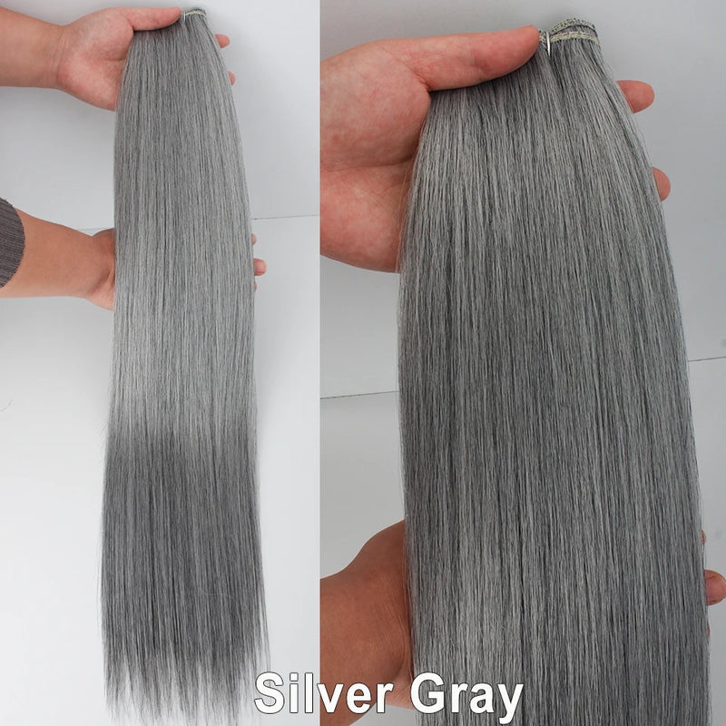 Natural Bio Synthetic Heat Resistant Hair Extensions Sew In Straight Hair Weave Bundle 26" 200g Synthetic Cosplay Ponytail Fiber
