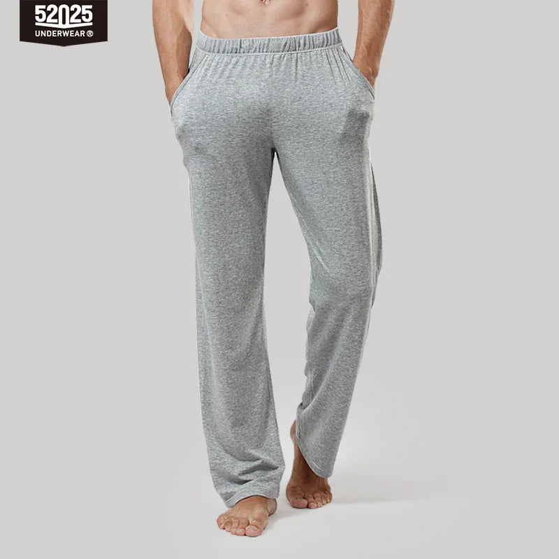 52025 Men's 100% Cotton Pajama Lounge Pants – Relaxed Fit, Side Pockets and Breathable Everyday Comfort
