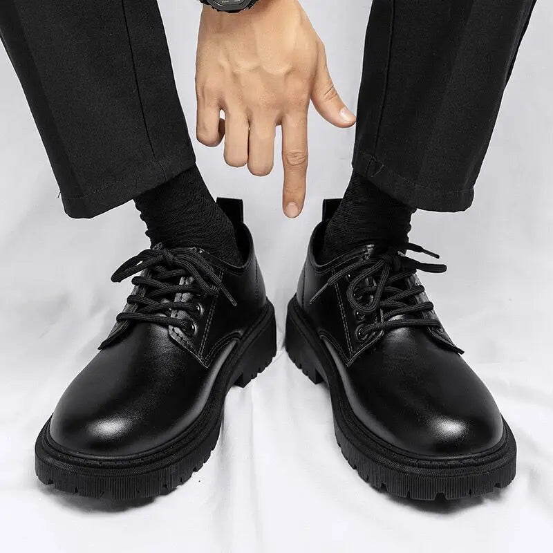 Spring Men's Work Shoes New Business Waterproof Black Leather Shoes