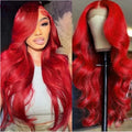 Hot Red Human Hiar Wigs 13x4 13x6 Lace Frontal Wig Body Wave Brazilian Colored Human Hair Wigs 30 36 Inch for Women  Pre plucked