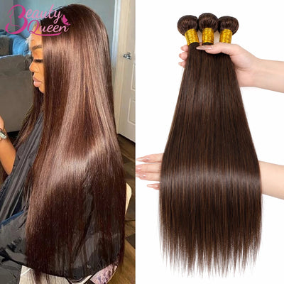 Brown Bundles Human Hair Tissage Bone Straight Bundles 1/3 Pcs #4 Colored Hair Extensions Human Hair Bundle Hair Weavings
