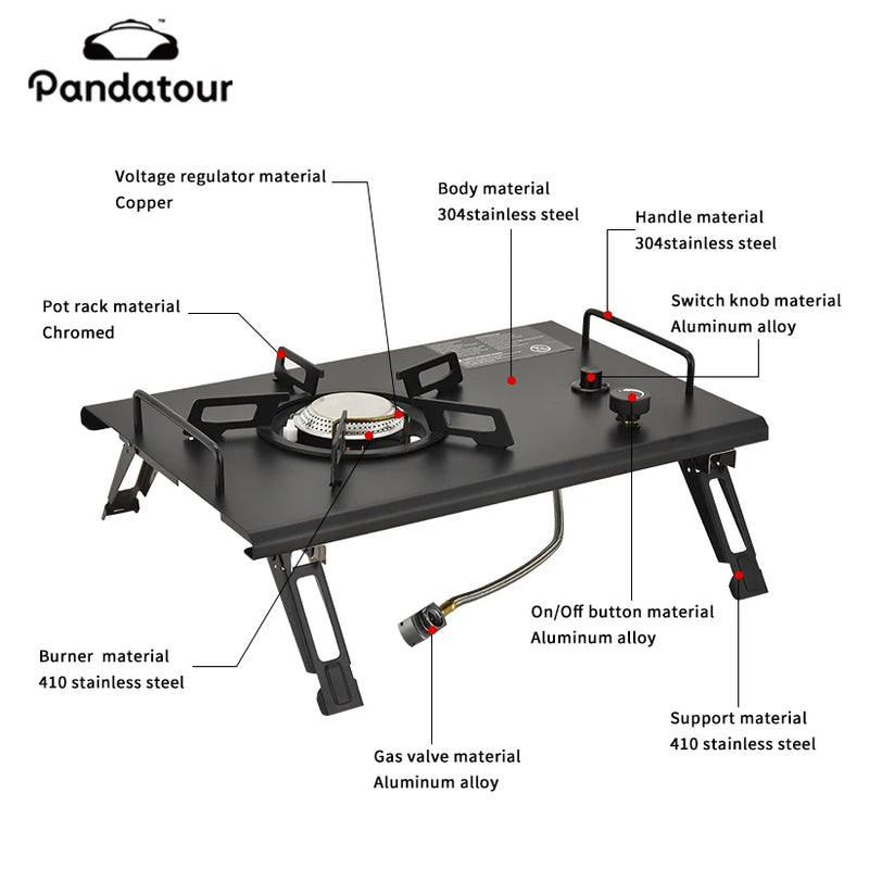Pandatour 2026 IGT Outdoor Camping Furnace Stove Folding One-touch High Firepower Stove Suitable For Terraces Camping Stove