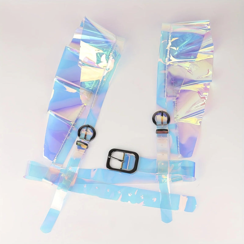 Laser Y2K PVC Harness Belt Adjustable Trendy Transparent Wait Belt For Women Hip Hop Suspenders Musical Festival Costume
