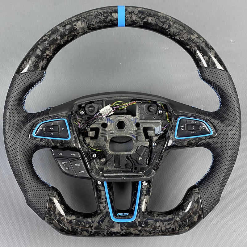 Customized Forged Carbon Fiber Blue Element Steering Wheel Ford MK3 ST RS Car Accessory Sporty Style