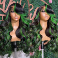 Red Black With Blonde Highlight 13X6 Lace Front Wig Body Wave Synthetic Glueless pre plucked With Baby Hair Lace Frontal Hair