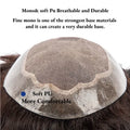 Male Hair Prosthesis Toupee Men Mono& Soft Pu Durable Men Wigs 6" Replacement Exhuast Systemes Unit 100% Human Hair Male Wig