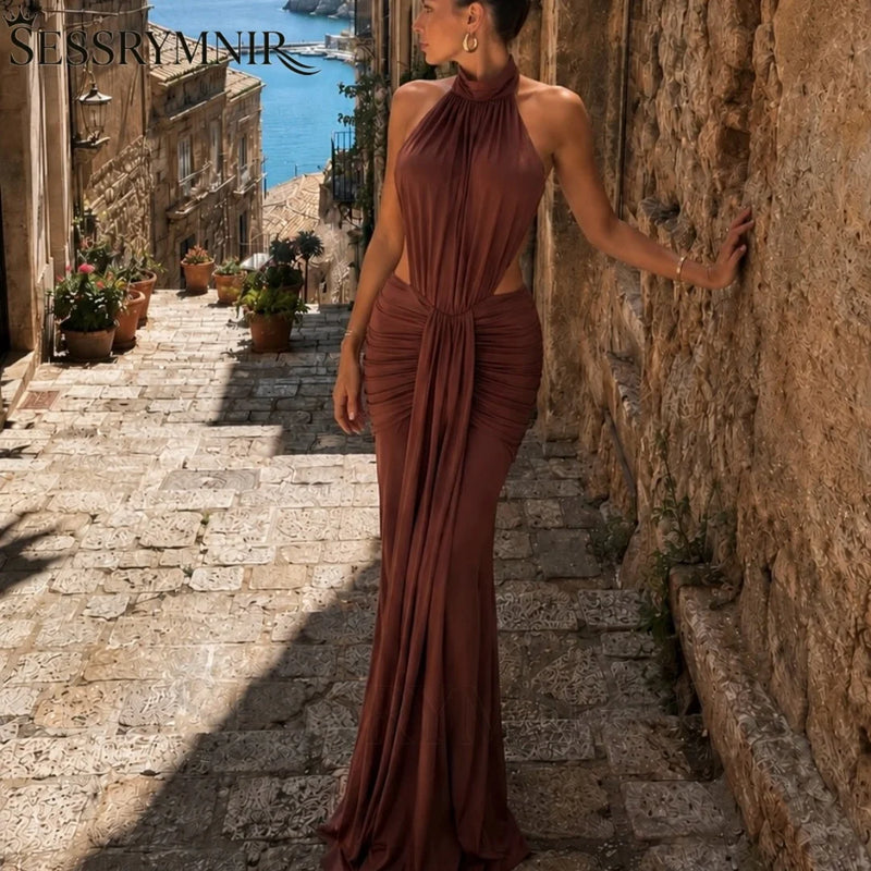 SESSRYMNIR Women'S Formal Evening Gowns Cusatomize Halter | SAMAG