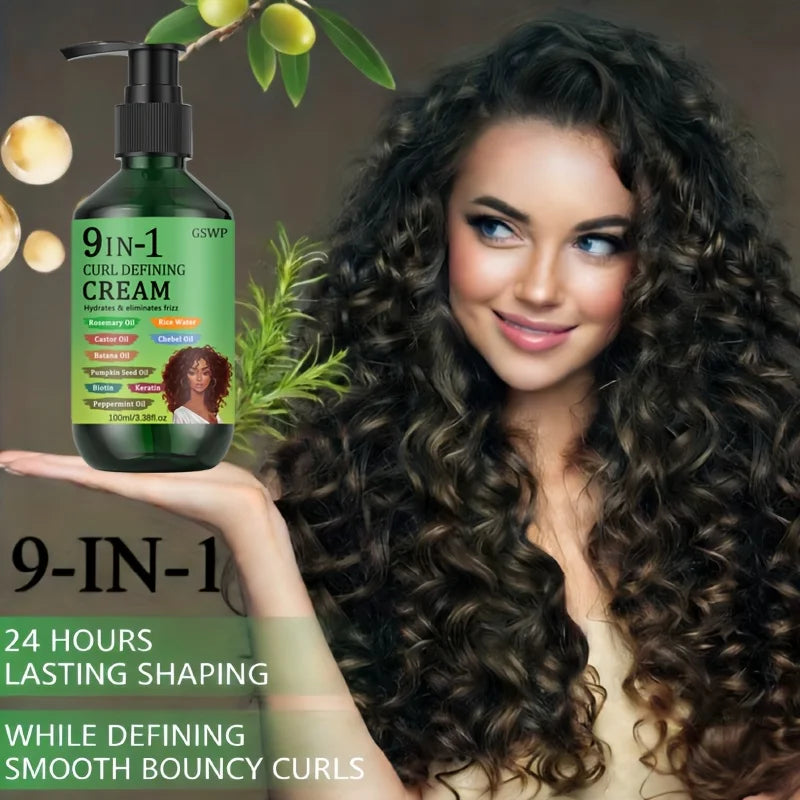 GSWP 9-in-1 Curling and Styling Cream: Moisturizes and Nourishes, Provides Long-Lasting Hold, Effectively Controls Frizz.100g