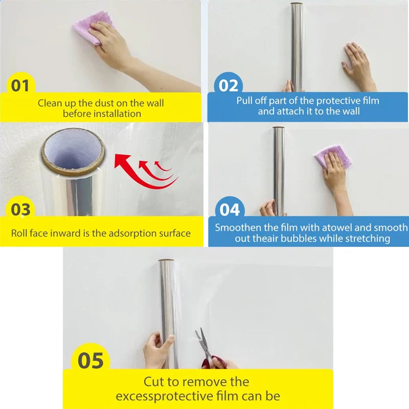 1 Roll of Transparent Waterproof Anti Fouling Electrostatic Adsorption Wall Sticker for Kitchen Living Room and Household Use