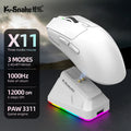X11 Tri-Mode Gaming Mouse PAW3311,22000DPI,Magnetic Charging Dock,RGB Backlight