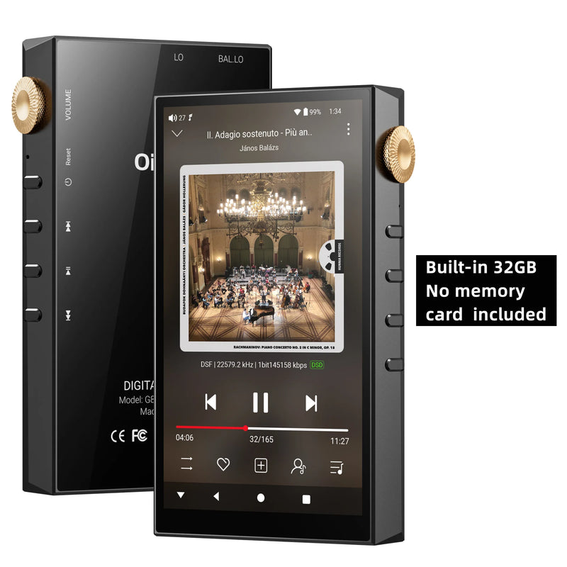 32GB/160GB HiFi Hi-Res Audio Player,  Bluetooth and WiFi, 4.4mm Balanced, Dual ESS DAC, 4.02" Digital DSD512 Lossless Spotify
